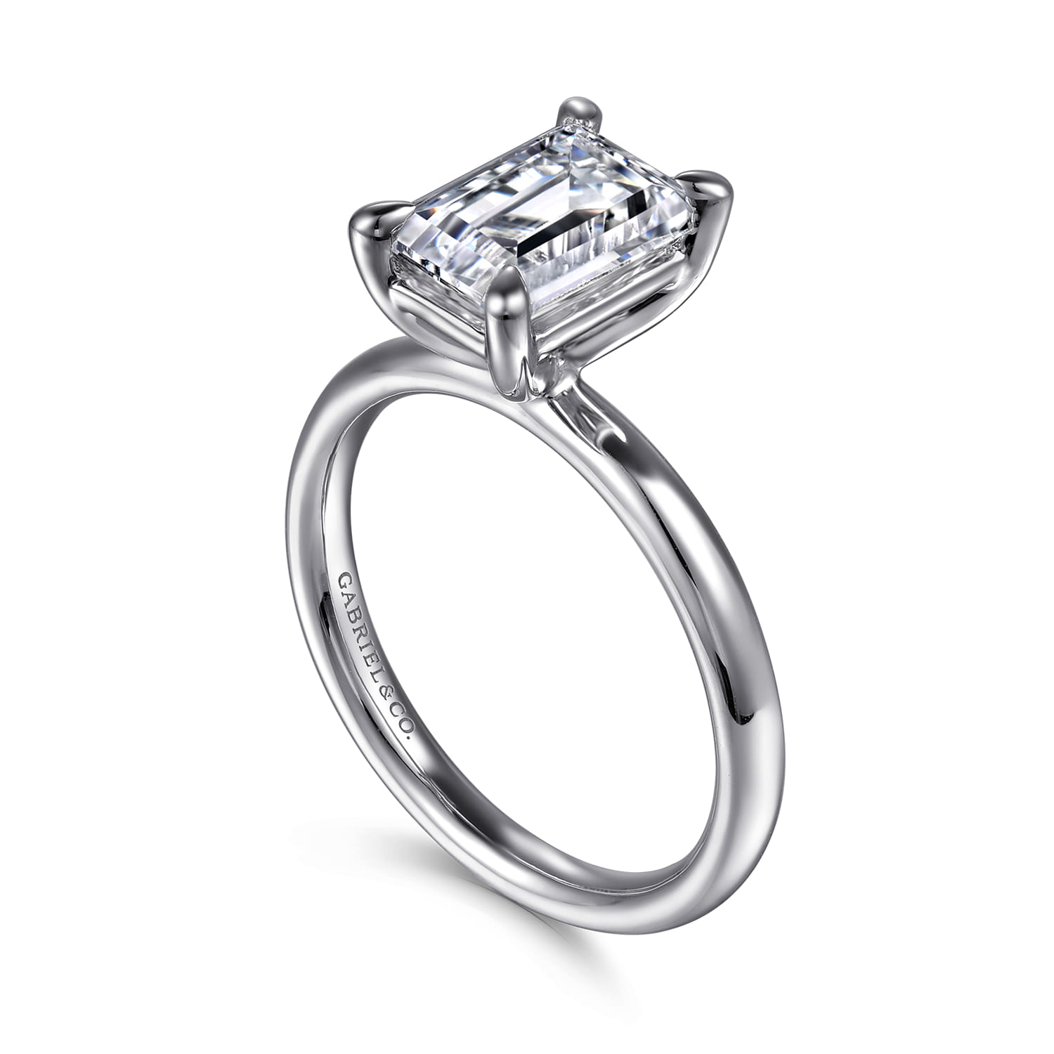 Unite - 14K White Gold Emerald Cut Solitaire Diamond Engagement Ring - Shot 3
