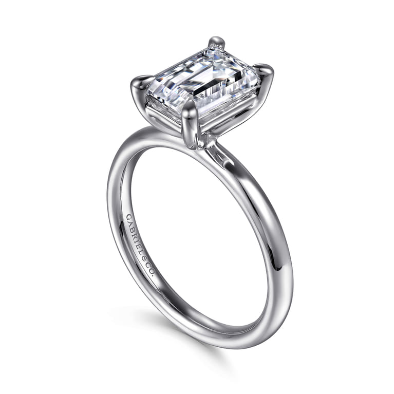 Unite - 14K White Gold Emerald Cut Solitaire Diamond Engagement Ring - Shot 3