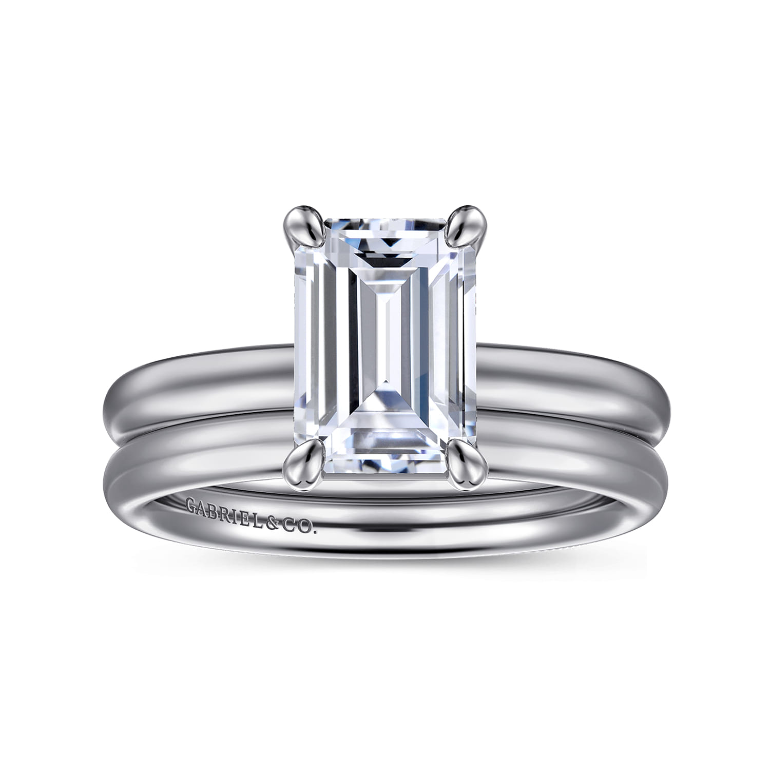 Unite - 14K White Gold Emerald Cut Solitaire Diamond Engagement Ring - Shot 4