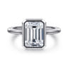 Brooke - 14K White Gold Emerald Cut Bezel Set Solitaire Diamond Engagement Ring