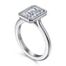 Brooke - 14K White Gold Emerald Cut Bezel Set Solitaire Diamond Engagement Ring