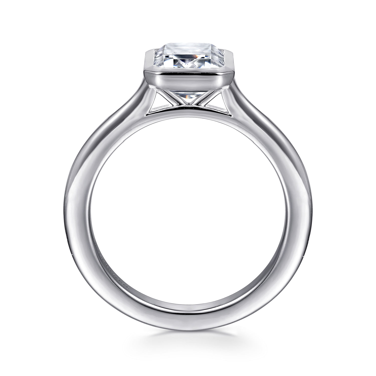 Brooke - 14K White Gold Emerald Cut Solitaire Diamond Engagement Ring - Shot 2