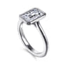 Brooke - 14K White Gold Emerald Cut Bezel Set Solitaire Diamond Engagement Ring
