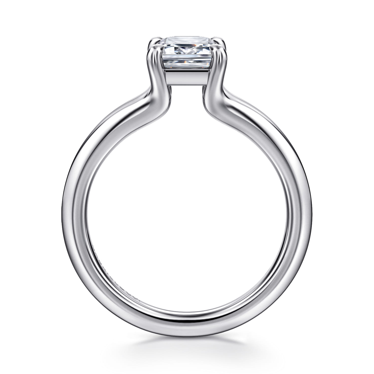 Annie - 14K White Gold Split Shank Emerald Cut Diamond Engagement Ring - Shot 2