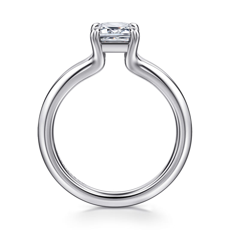 Annie - 14K White Gold Split Shank Emerald Cut Diamond Engagement Ring - Shot 2