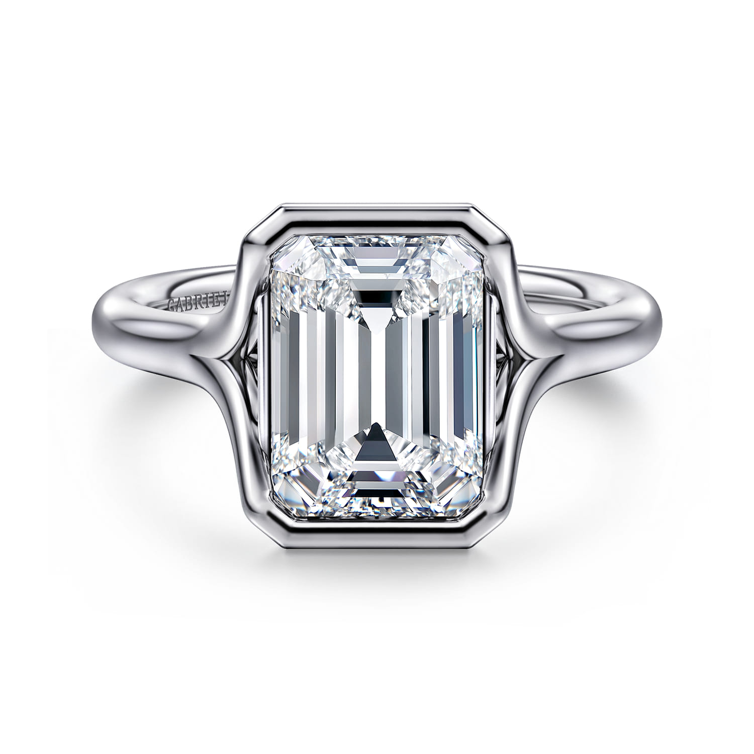 Agnes - 14K White Gold Emerald Cut Solitaire Diamond Engagement Ring - Shot 1