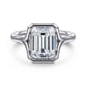 Agnes - 14K White Gold Emerald Cut Solitaire Diamond Engagement Ring