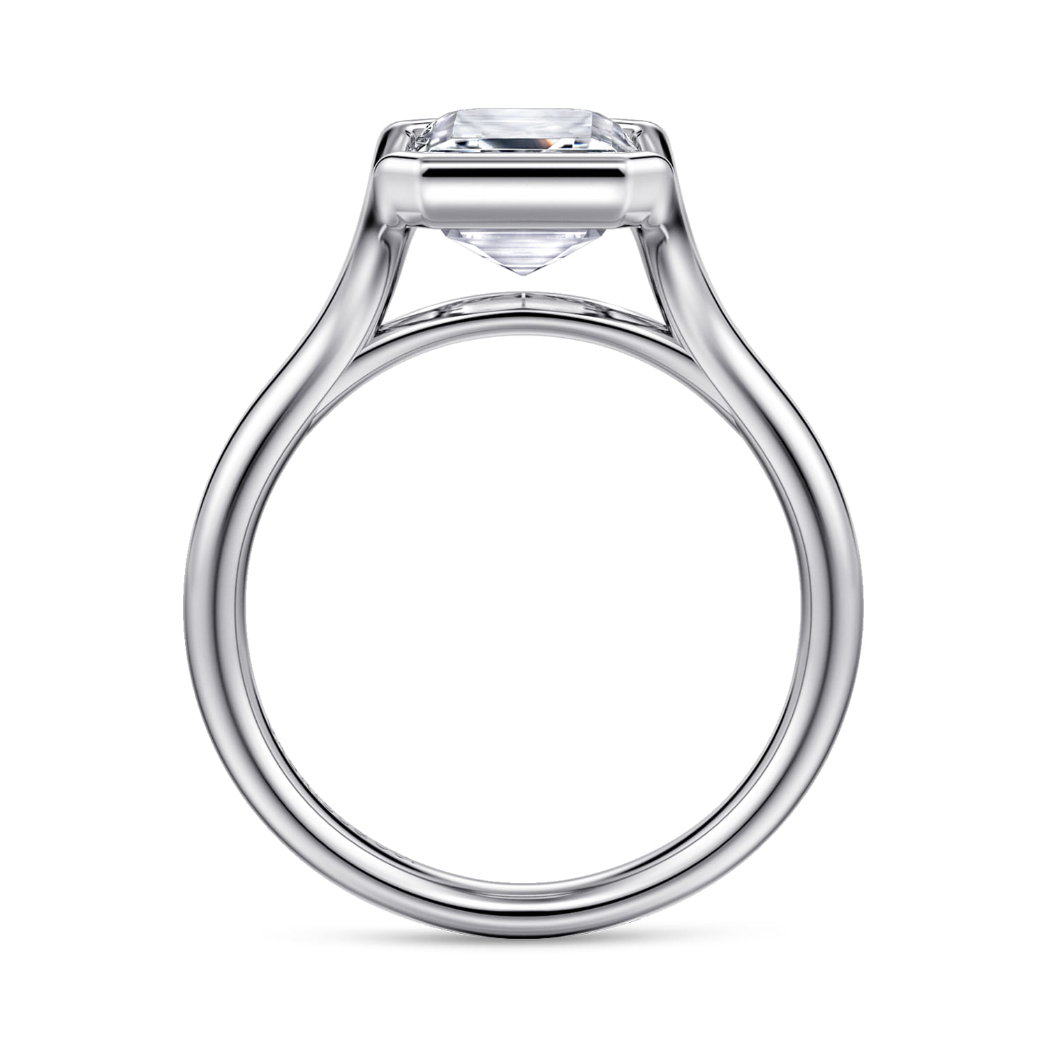 Agnes - 14K White Gold Emerald Cut Solitaire Diamond Engagement Ring - Shot 2