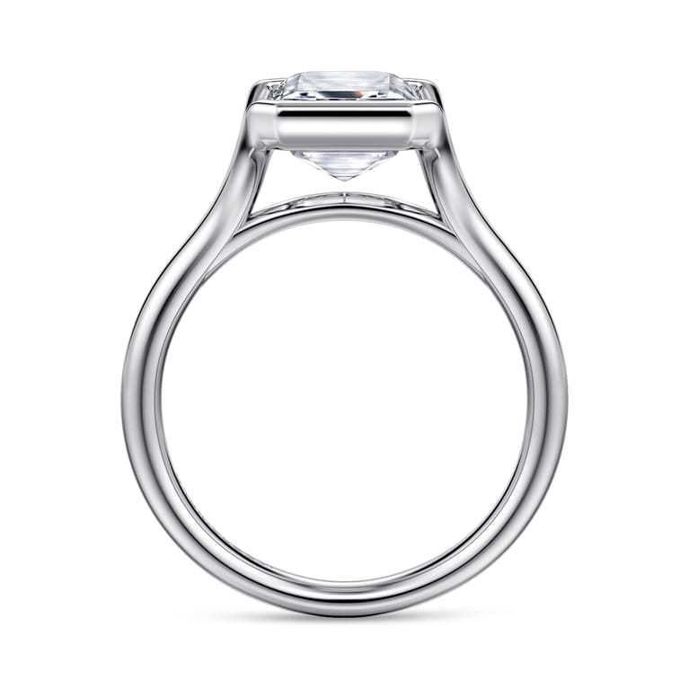 Agnes - 14K White Gold Emerald Cut Solitaire Diamond Engagement Ring - Shot 2