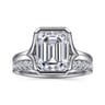 Agnes - 14K White Gold Emerald Cut Solitaire Diamond Engagement Ring