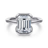 Bethanne - 14K White Gold Emerald Solitaire Diamond Engagement Ring