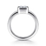 Sami - 14K White Gold Emerald Cut Split Shank Bezel Solitaire Diamond Engagement Ring