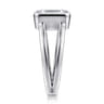Sami - 14K White Gold Emerald Cut Split Shank Bezel Solitaire Diamond Engagement Ring
