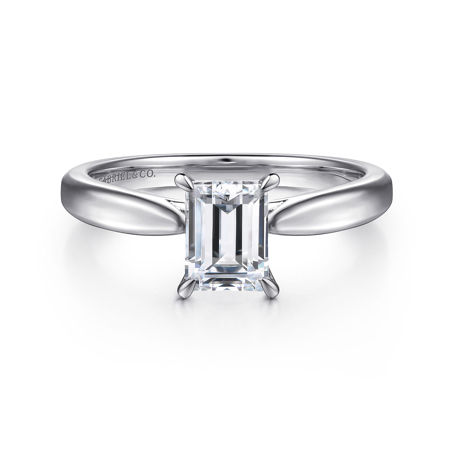 Jamie - 14K White Gold Emerald Cut Diamond Engagement Ring - Shot 1