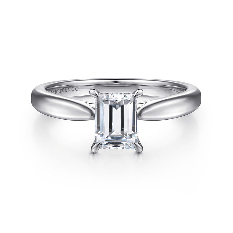 Jamie - 14K White Gold Emerald Cut Diamond Engagement Ring - Shot 1
