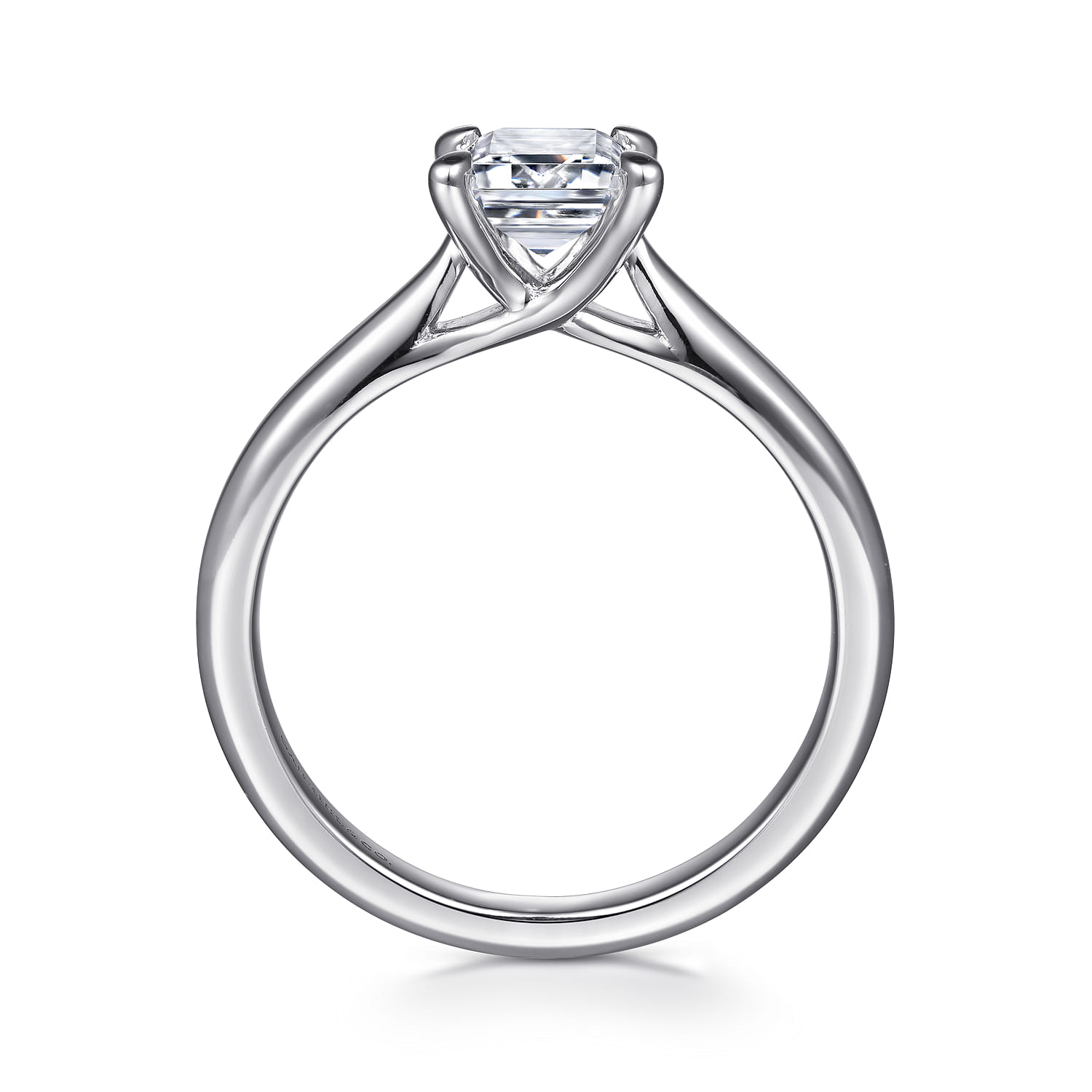 Jamie - 14K White Gold Emerald Cut Diamond Engagement Ring - Shot 2