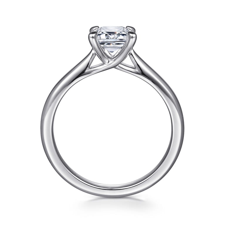 Jamie - 14K White Gold Emerald Cut Diamond Engagement Ring - Shot 2