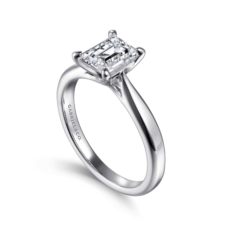 Jamie - 14K White Gold Emerald Cut Diamond Engagement Ring - Shot 3