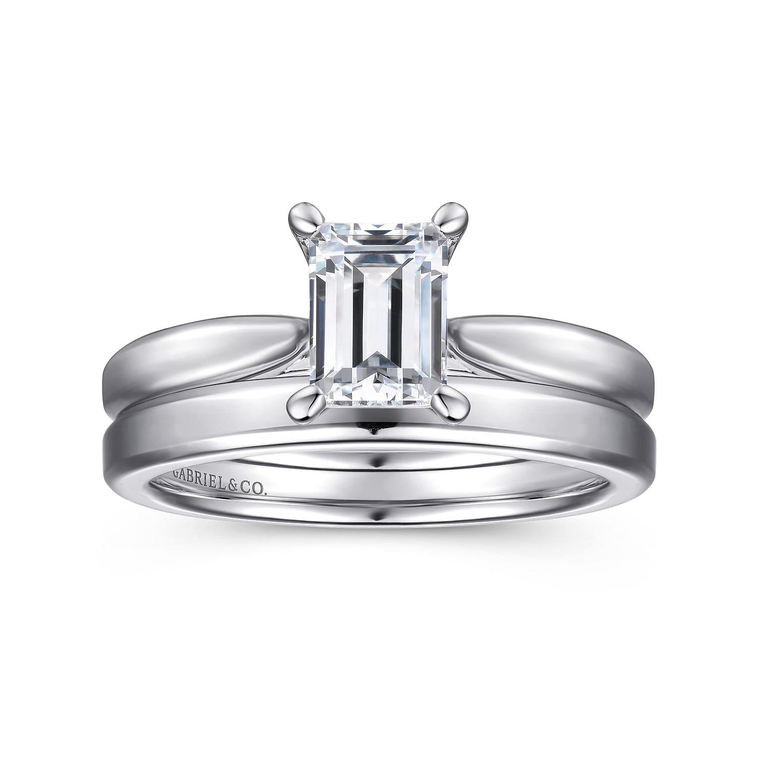 Jamie - 14K White Gold Emerald Cut Diamond Engagement Ring - Shot 4