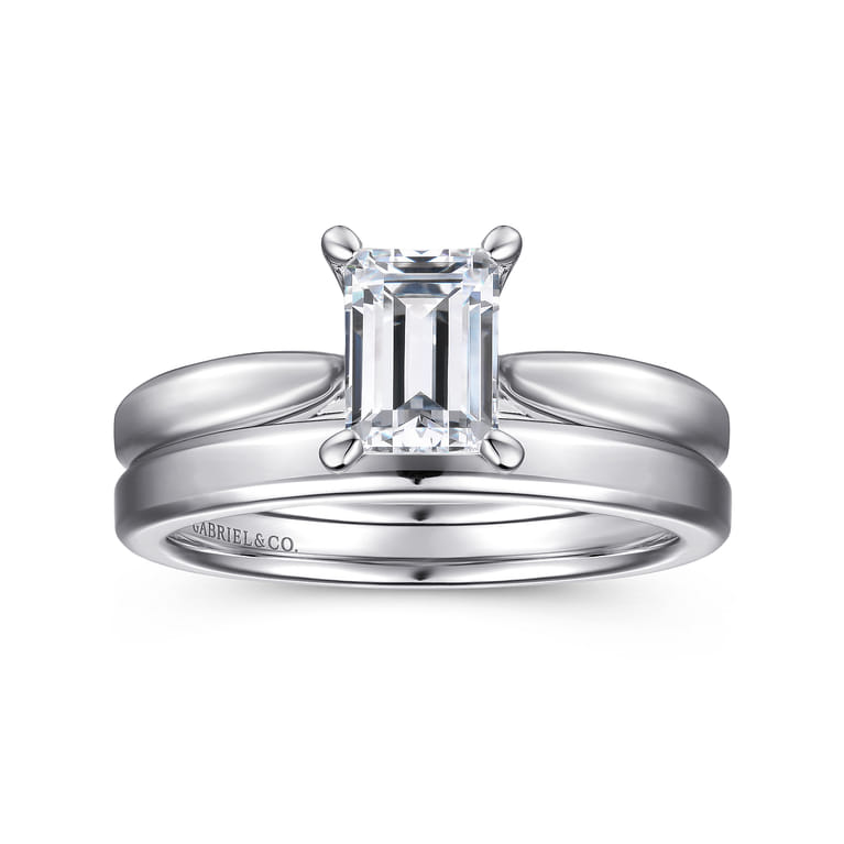 Jamie - 14K White Gold Emerald Cut Diamond Engagement Ring - Shot 4