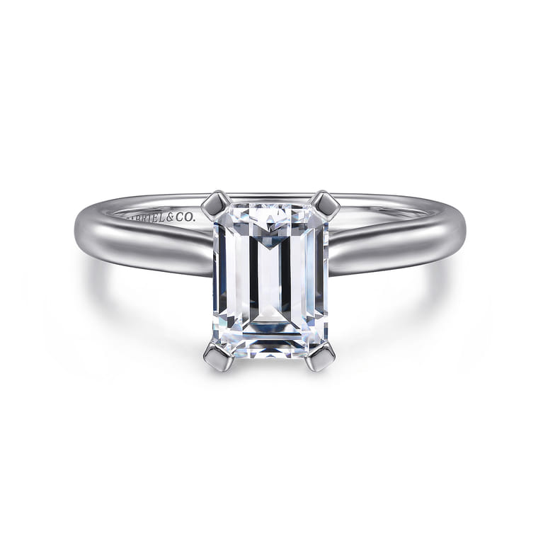 Lauren - 14K White Gold Emerald Cut Diamond Engagement Ring - Shot 1