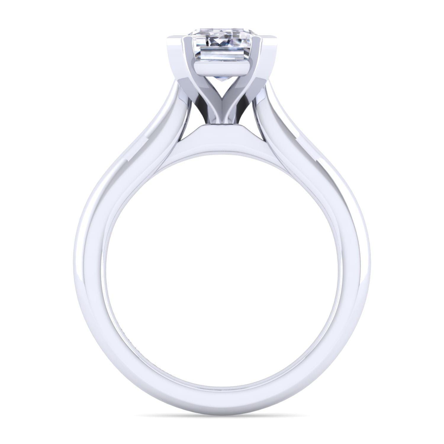 Lauren - 14K White Gold Emerald Cut Diamond Engagement Ring - Shot 2