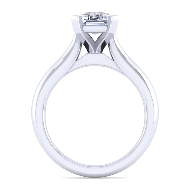 Lauren - 14K White Gold Emerald Cut Diamond Engagement Ring - Shot 2