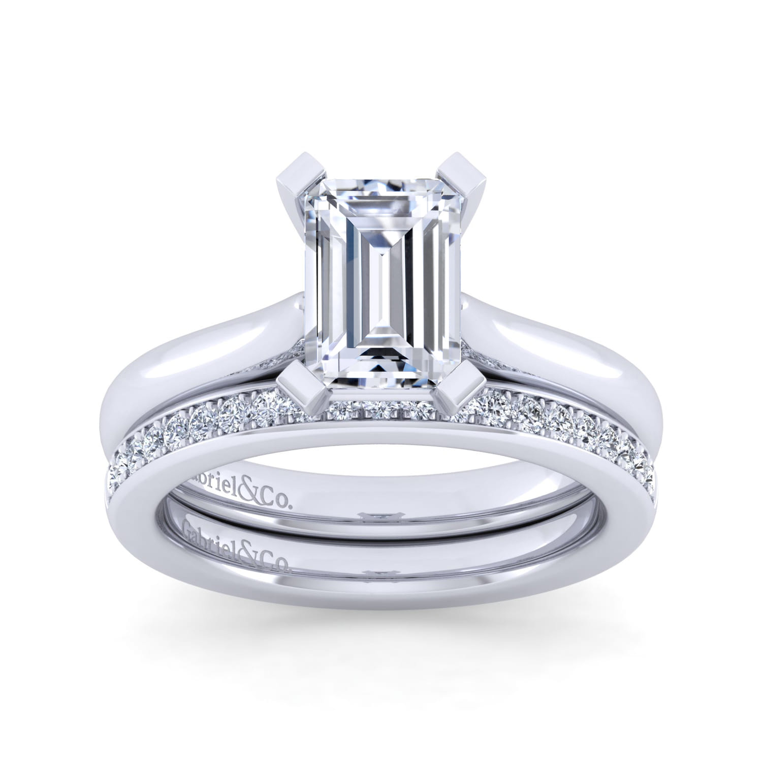 Lauren - 14K White Gold Emerald Cut Diamond Engagement Ring - Shot 4