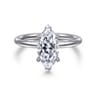 Elia - 14K White Gold Solitaire Marquise Shape Diamond Engagement Ring - 0.05 ct