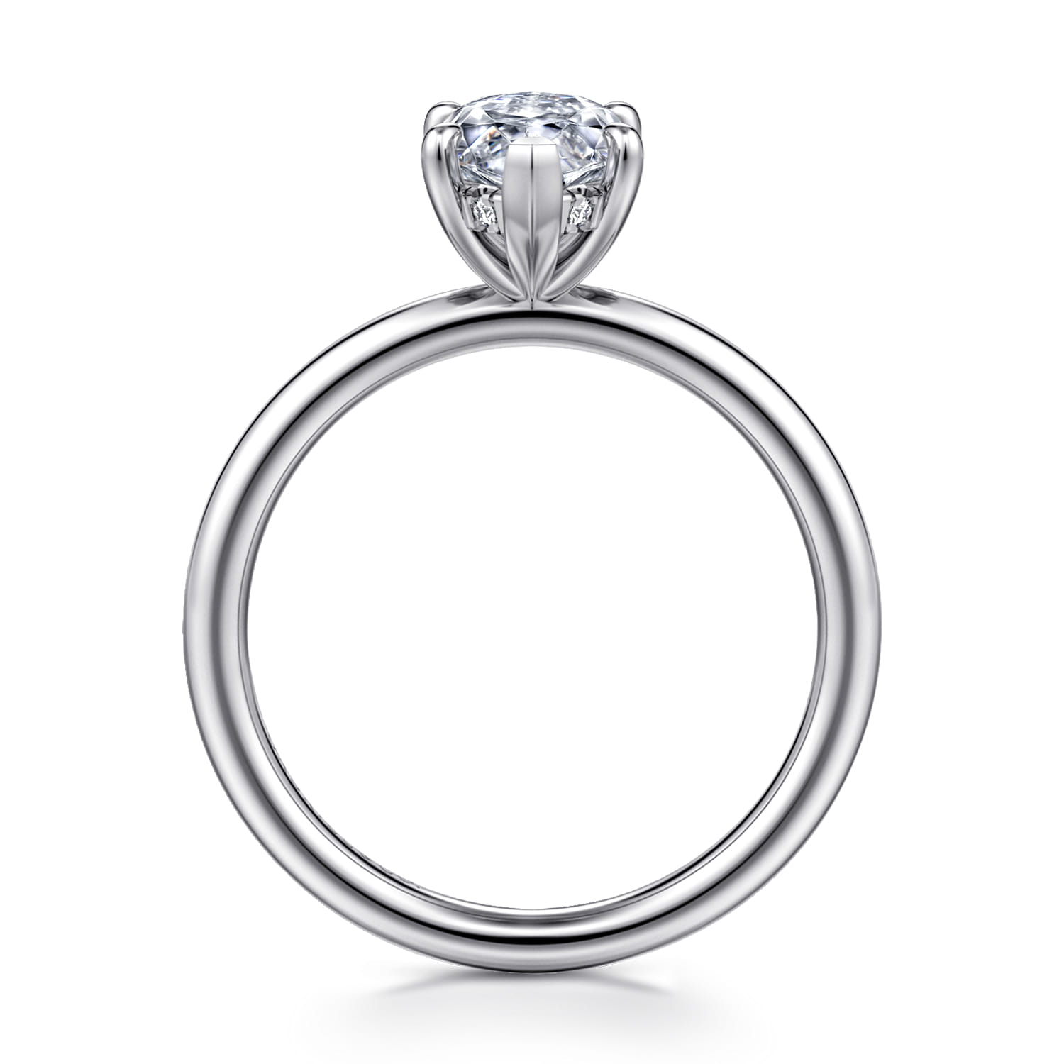 Elia - 14K White Gold Solitaire Marquise Shape Diamond Engagement Ring - 0.05 ct - Shot 2