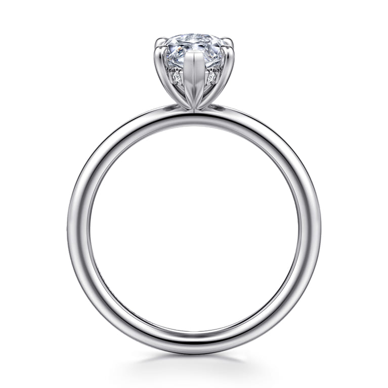 Elia - 14K White Gold Solitaire Marquise Shape Diamond Engagement Ring - 0.05 ct - Shot 2