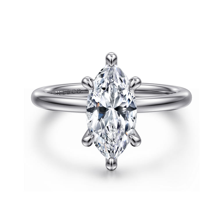 Cari - 14K White Gold Marquise Shape Diamond Engagement Ring - 0.06 ct - Shot 1