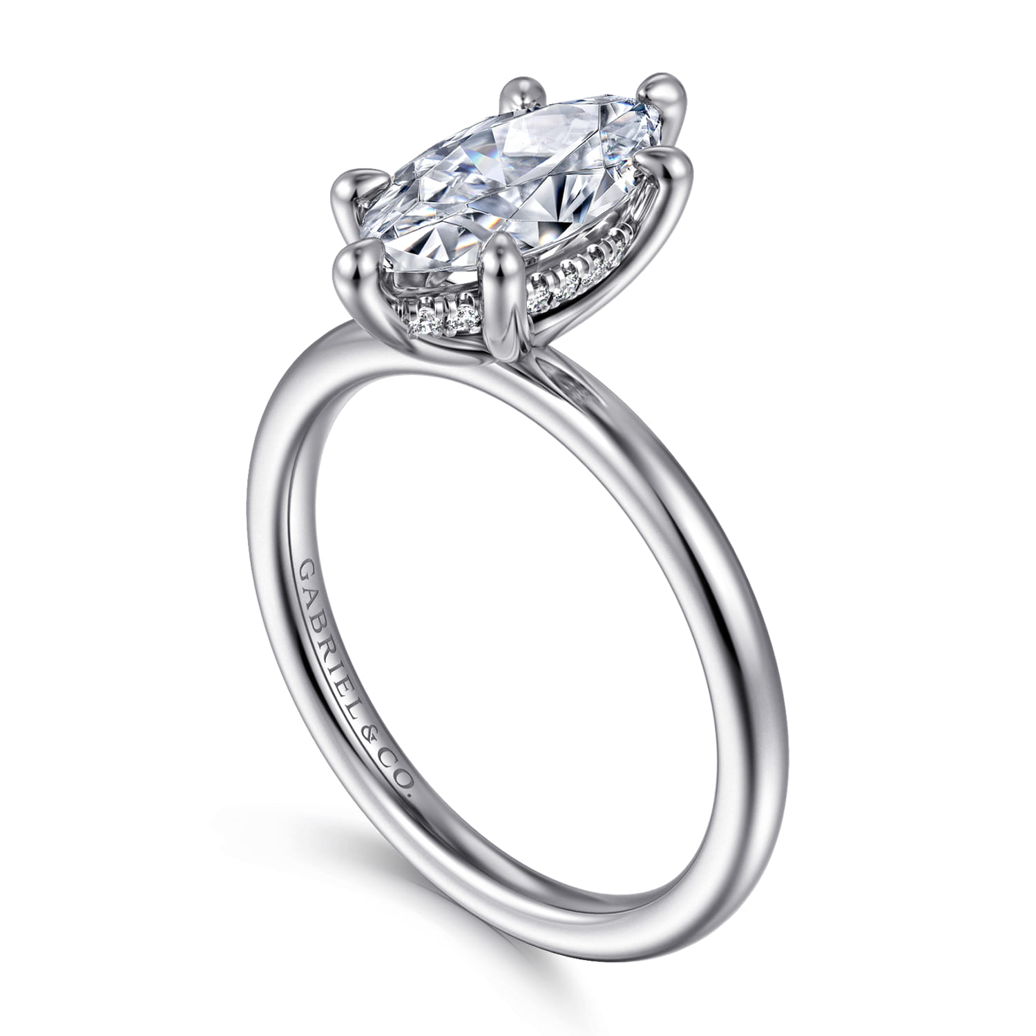 Cari - 14K White Gold Marquise Shape Diamond Engagement Ring - 0.06 ct - Shot 3