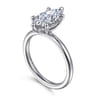 Cari - 14K White Gold Marquise Shape Diamond Engagement Ring - 0.06 ct