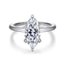 Cari - 14K White Gold Marquise Shape Diamond Engagement Ring - 0.07 ct