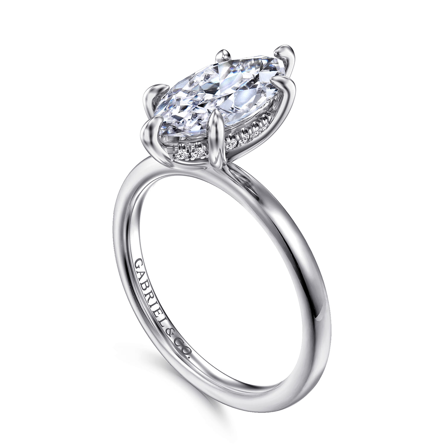 Cari - 14K White Gold Marquise Shape Diamond Engagement Ring - 0.07 ct - Shot 3