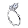 Cari - 14K White Gold Marquise Shape Diamond Engagement Ring - 0.07 ct