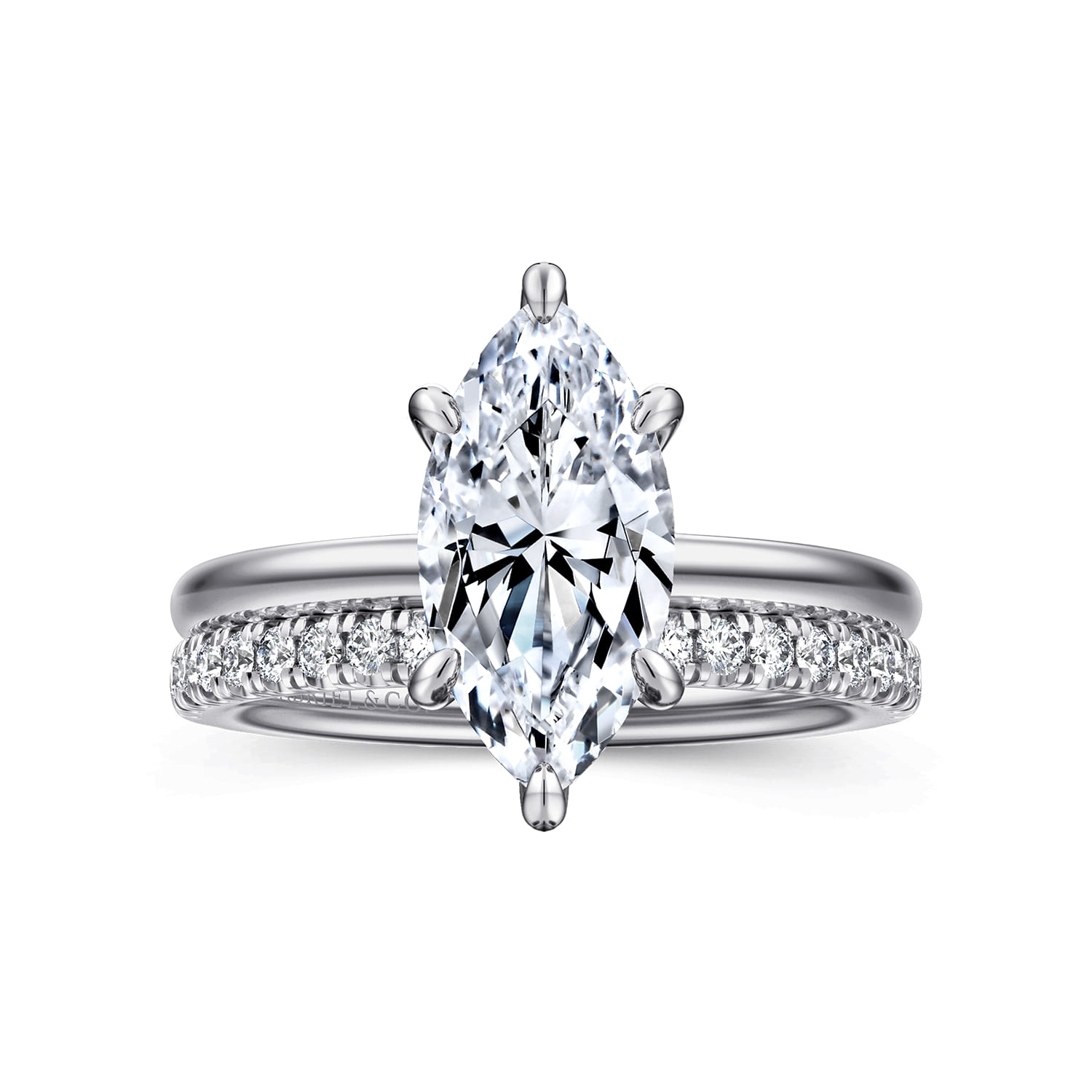 Cari - 14K White Gold Marquise Shape Diamond Engagement Ring - 0.07 ct - Shot 4