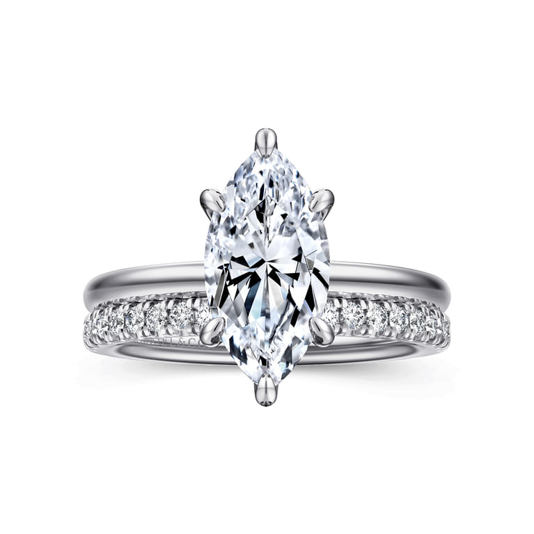 Cari - 14K White Gold Marquise Shape Diamond Engagement Ring - 0.07 ct - Shot 4