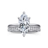 Cari - 14K White Gold Marquise Shape Diamond Engagement Ring - 0.07 ct