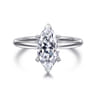 Ady - 14K White Gold Hidden Halo Marquise Shape Diamond Engagement Ring - 0.04 ct