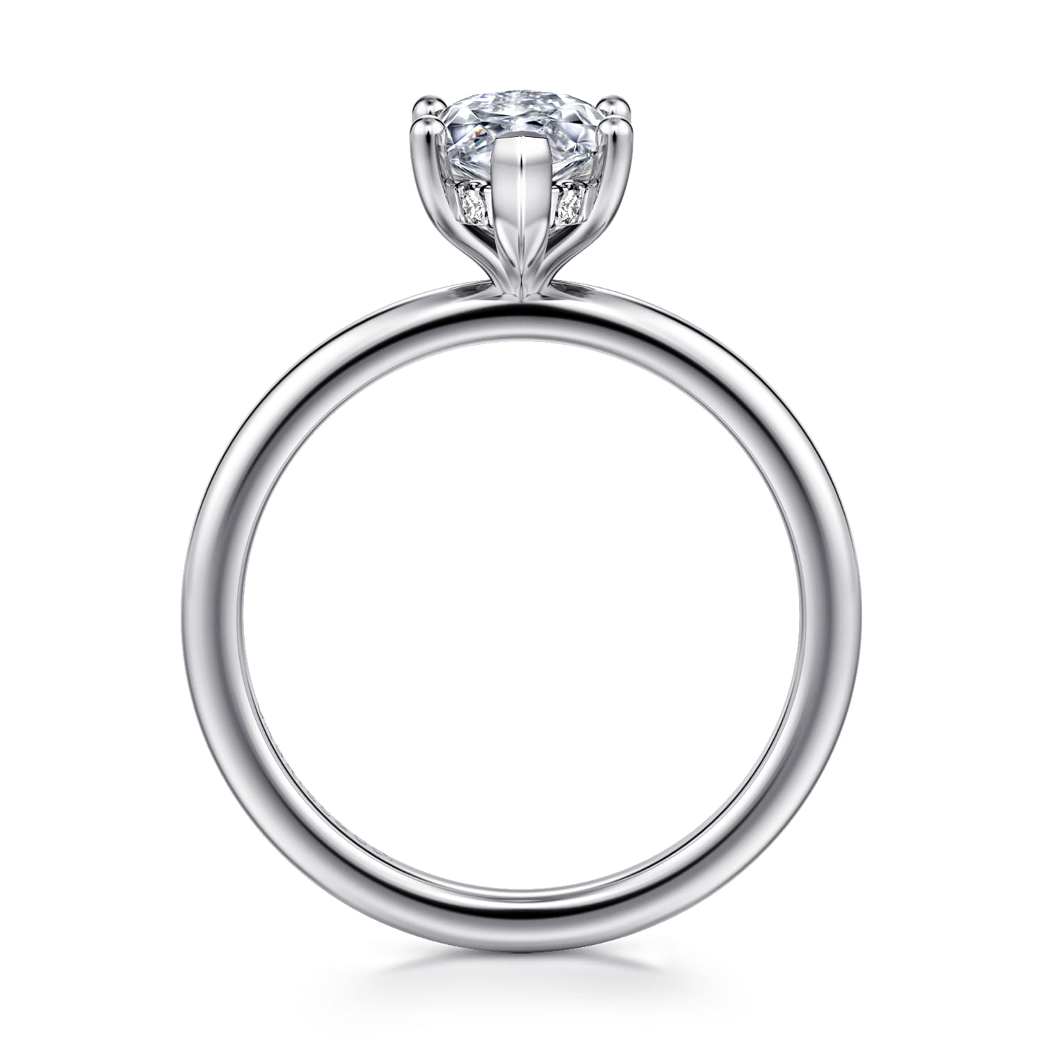 Ady - 14K White Gold Hidden Halo Marquise Shape Diamond Engagement Ring - 0.04 ct - Shot 2