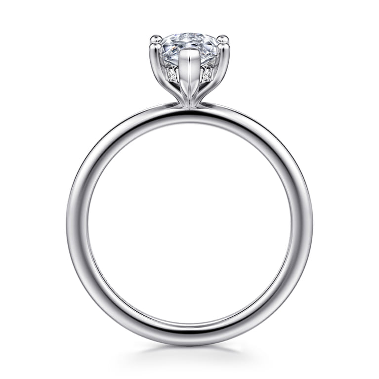 Ady - 14K White Gold Hidden Halo Marquise Shape Diamond Engagement Ring - 0.04 ct - Shot 2