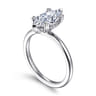 Ady - 14K White Gold Hidden Halo Marquise Shape Diamond Engagement Ring - 0.04 ct