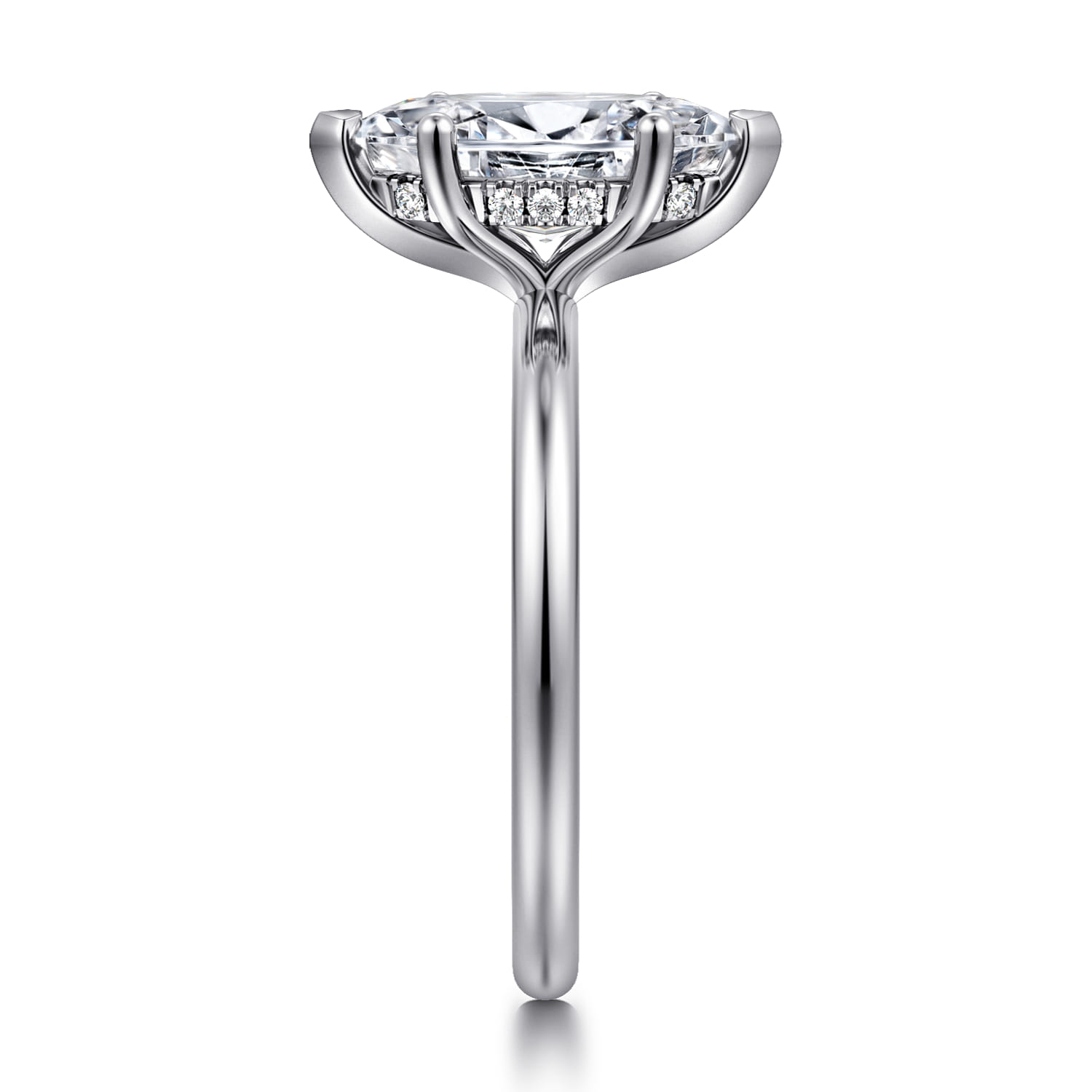 Ady - 14K White Gold Hidden Halo Marquise Shape Diamond Engagement Ring - 0.04 ct - Shot 4