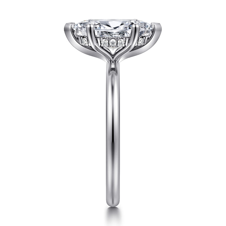 Ady - 14K White Gold Hidden Halo Marquise Shape Diamond Engagement Ring - 0.04 ct - Shot 4