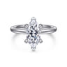 Daniele - 14K White Gold Marquise Shape Solitaire Diamond Engagement Ring - 0.15 ct