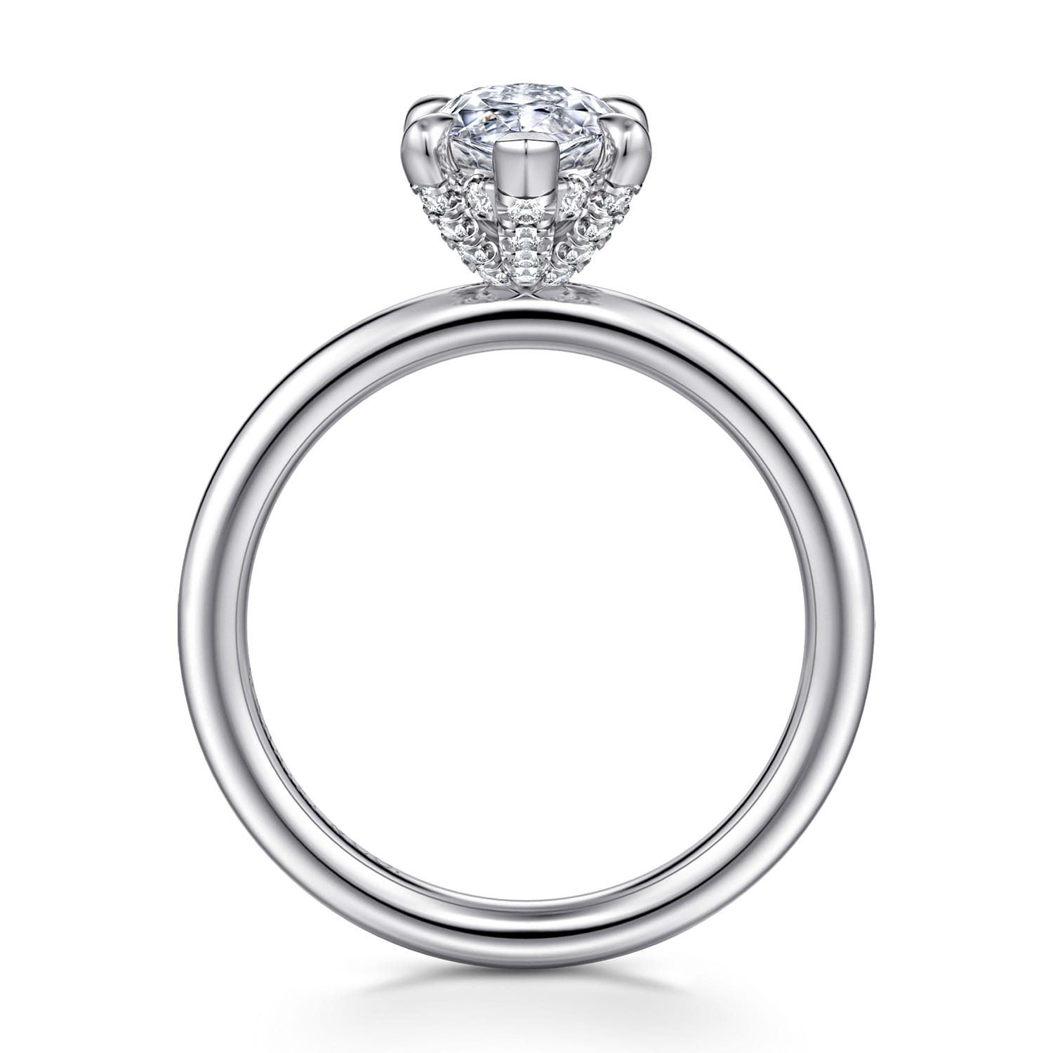 Daniele - 14K White Gold Marquise Shape Solitaire Diamond Engagement Ring - 0.15 ct - Shot 2