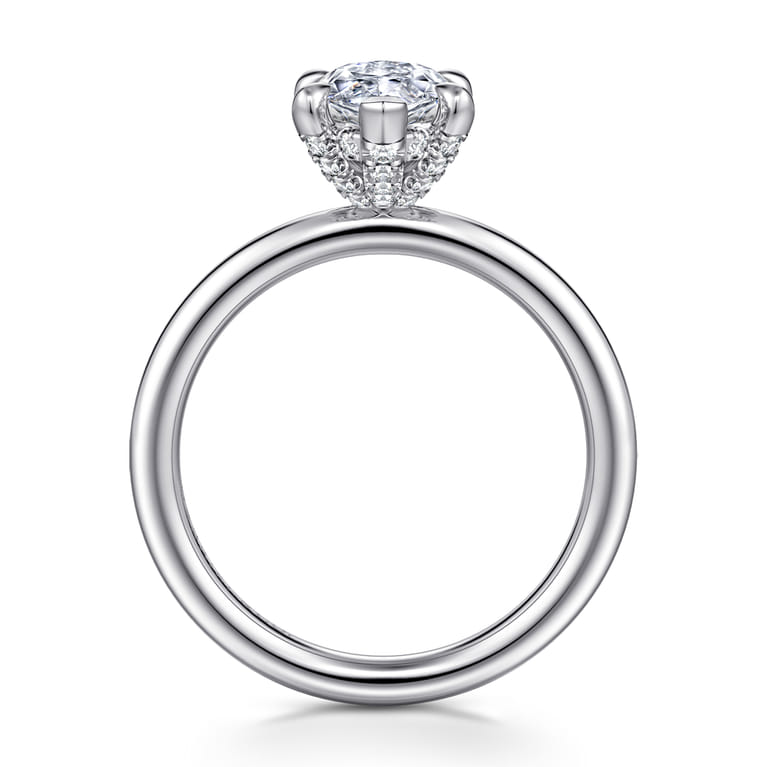 Daniele - 14K White Gold Marquise Shape Solitaire Diamond Engagement Ring - 0.15 ct - Shot 2