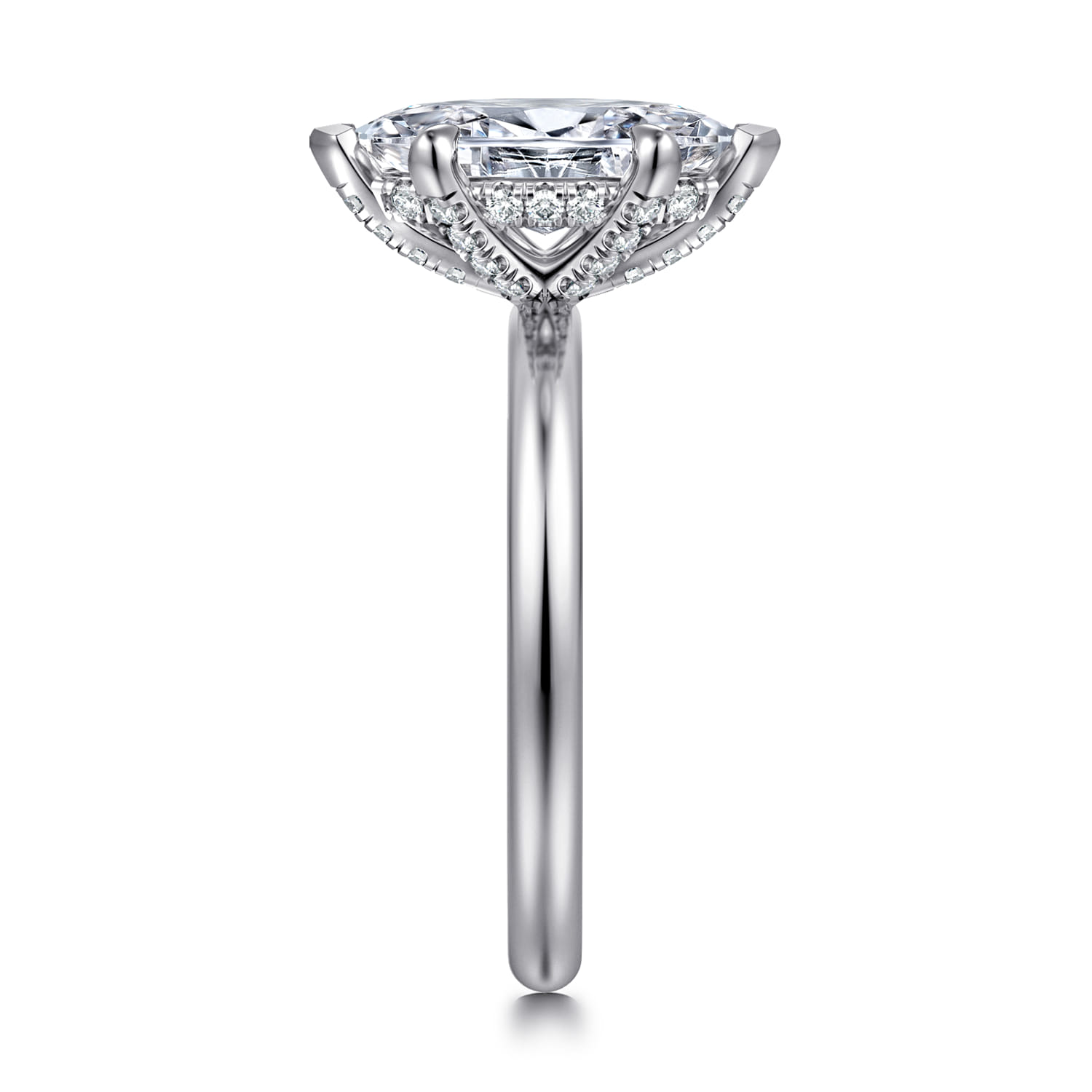Daniele - 14K White Gold Marquise Shape Solitaire Diamond Engagement Ring - 0.15 ct - Shot 4